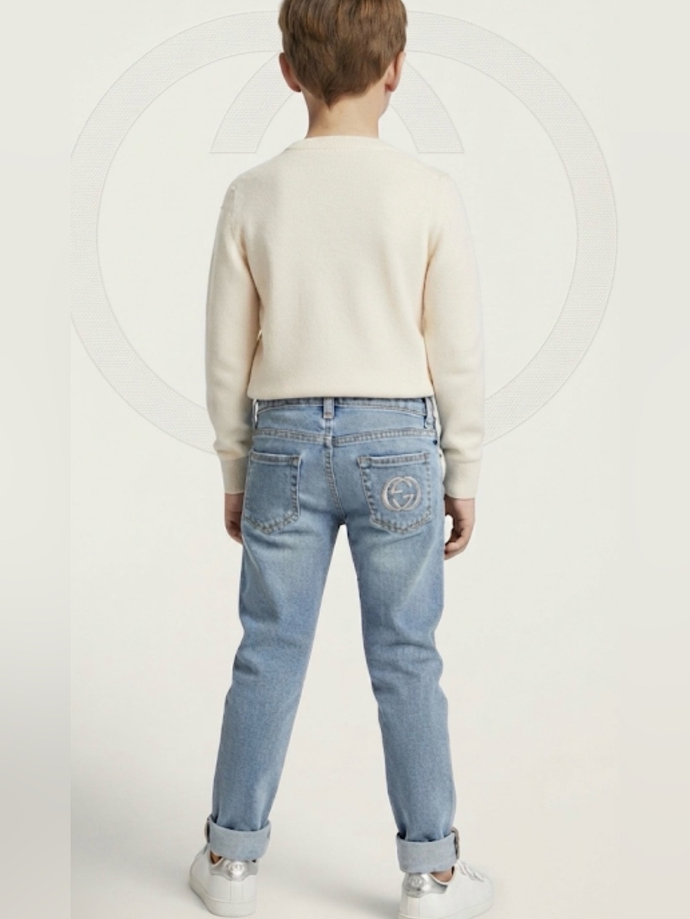 Authentic Gucci luxury designer signature GG web jeans toddler boys sz 4